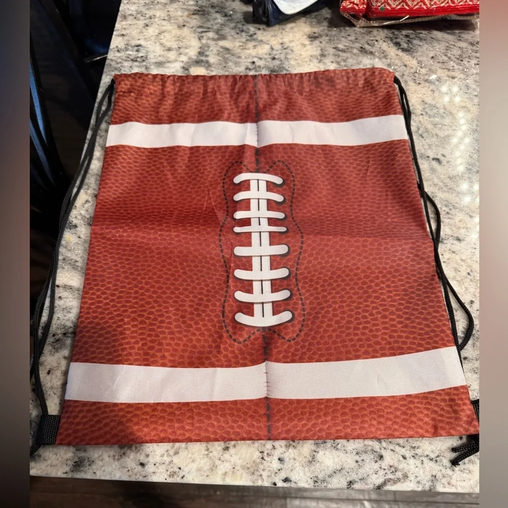 2pc Football Drawstring Backpack Set